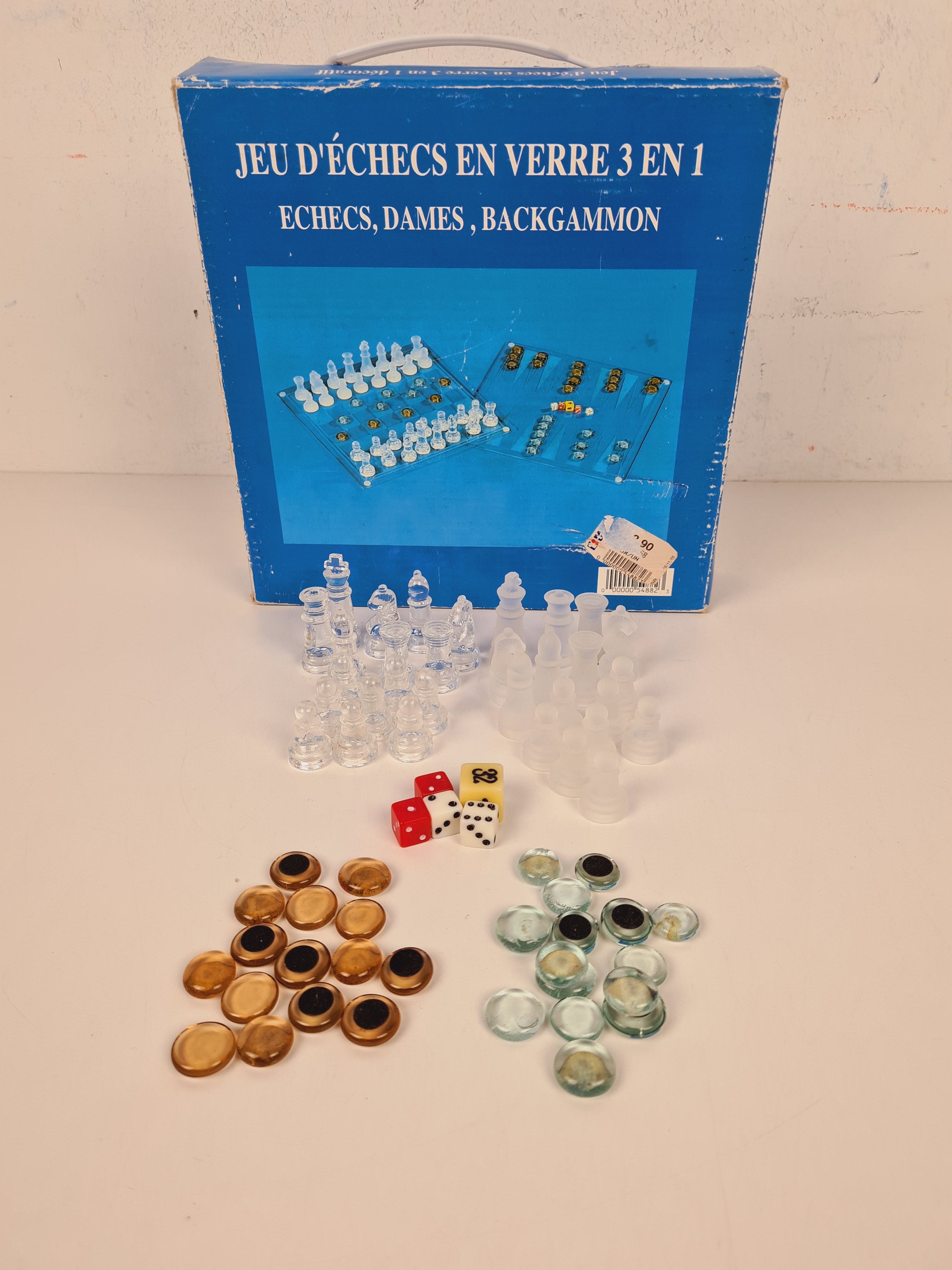 Jeu de stratégie - Jeu d'échecs en verre 3 en 1 - Dès 7 ans Bon état - Vue 3 - 